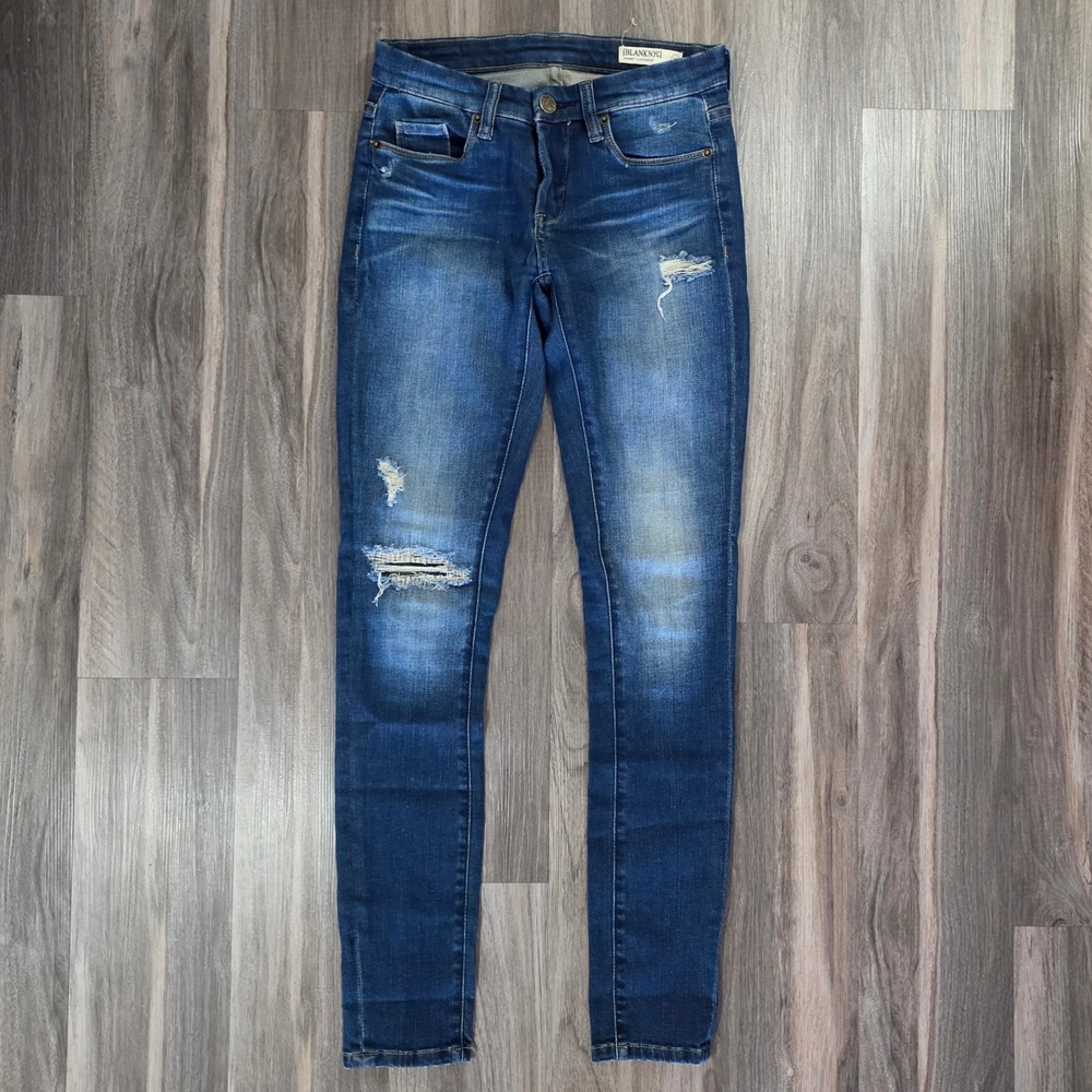 Blank NYC Skinny Classique Distressed Jeans Size 25 Blue Denim Low Rise Ripped